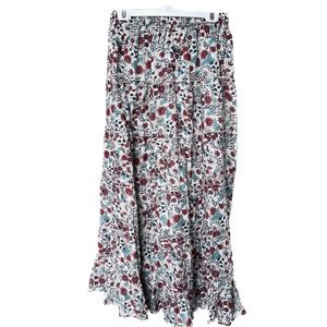 Rachel Zoe Maxi Skirt Floral Tiered Boho Cowboy Size Medium Lined 100% Cotton